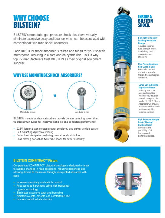 Bilstein B6 Heavy Duty Motorhome Shocks for 2001-2004 Holiday Rambler Vacationer - 24-186629, 24-186537