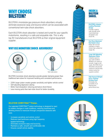 Bilstein B6 Heavy Duty Motorhome Shocks for 2001-2004 Holiday Rambler Vacationer - 24-186629, 24-186537